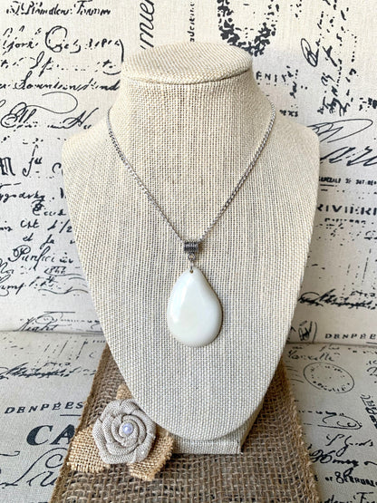 White Tagua pendant Mother’s Day gifts under 10 Fashion jewelry Beaded pendant NO chain 14 year Ivory wedding anniversary gift for wife