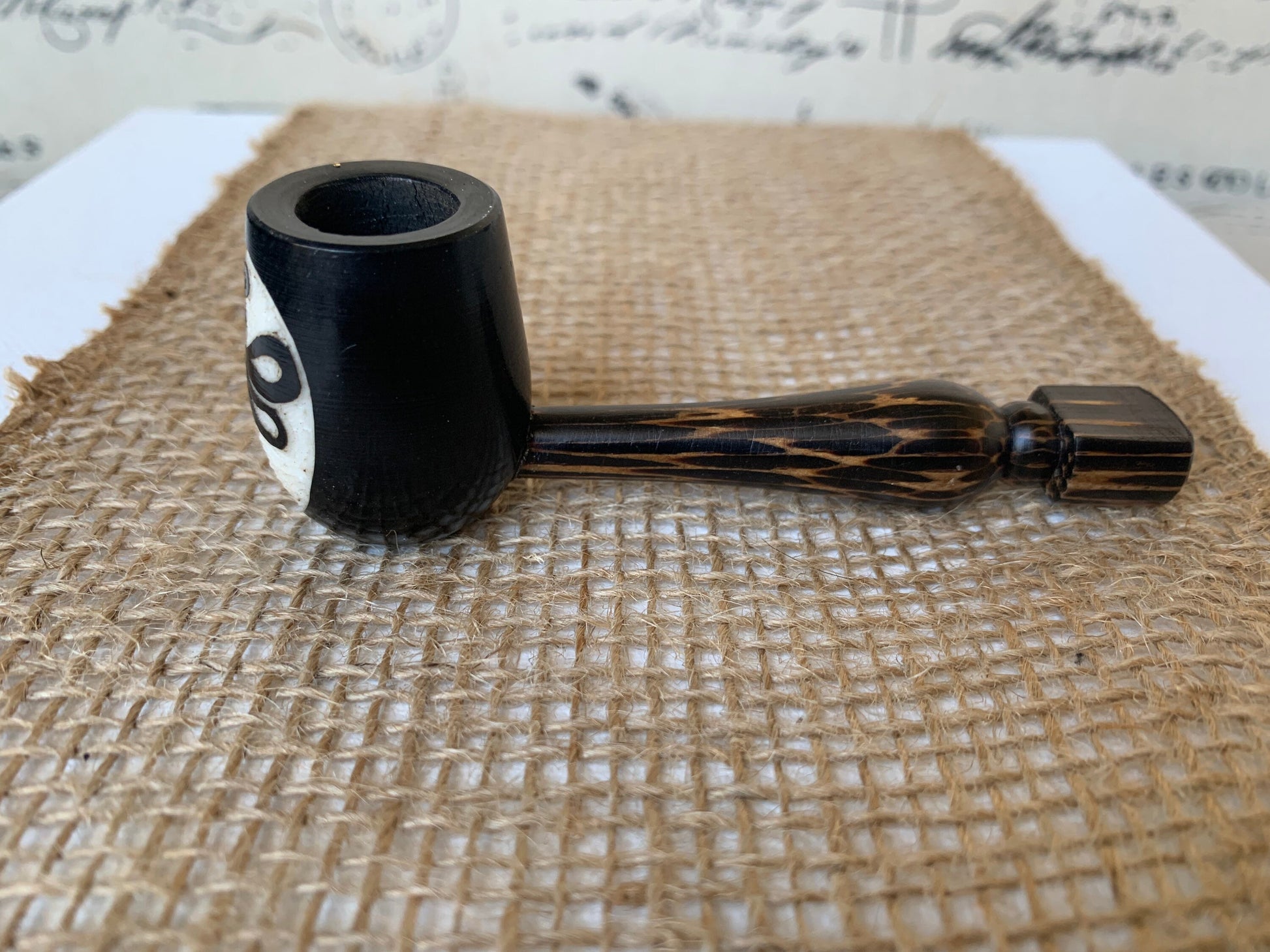 Dragonfly smoking pipe Handcrafted smoking bowl Insect smoking pipe Christmas gifts Handmade tagua and wood One of a kind tribal pipe