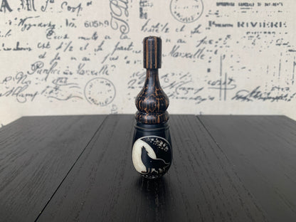 Howl at the moon smoking pipe Handmade tagua nut and wood pocket pipe One of a kind tribal hand pipe Natural Organic Gift ideas for smokers