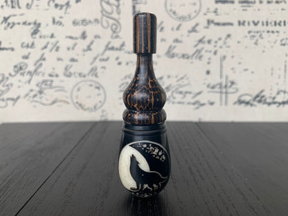 Howl at the moon smoking pipe Handmade tagua nut and wood pocket pipe One of a kind tribal hand pipe Natural Organic Gift ideas for smokers