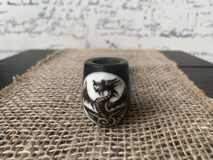 Dragon smoking pipe Handcrafted smoking bowl Handmade tagua nut and wood One of a kind tribal hand pipe Ceremonial shaman ritual Pocket pipe
