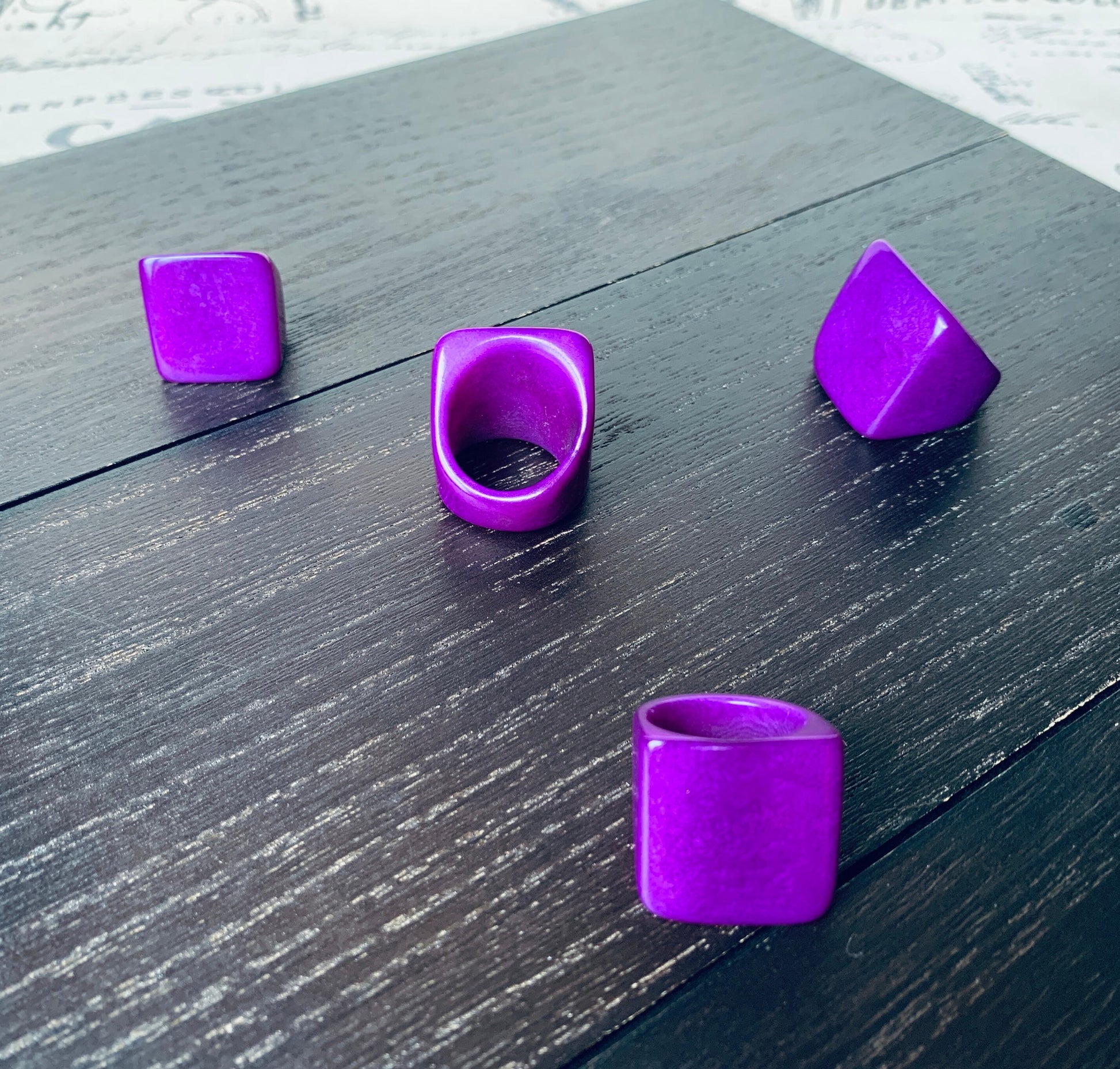 Tagua nut ring purple Unusual fashion jewelry Spring style Big bold cocktail ring Statement large Anniversary gift women Huge oversized ring