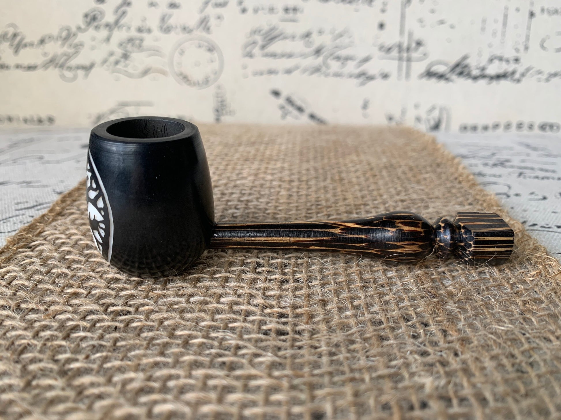 Tree of life smoking pipe Handcrafted smoking bowl Tagua nut Unique tribal hand pipe Shamanic healing tool Hippie style pipe Made in Ecuador
