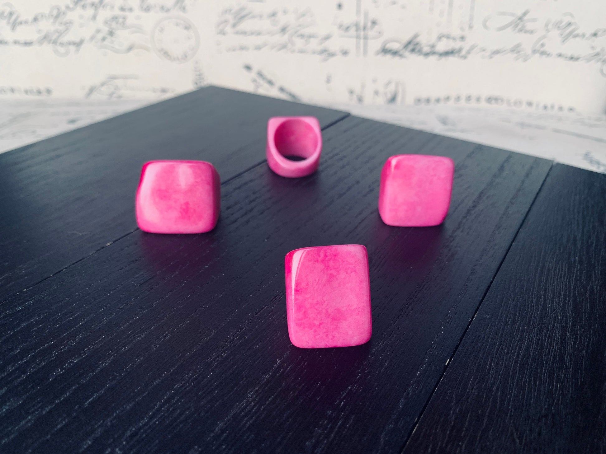 Tagua nut ring pink Unusual fashion jewelry Fall style Big bold cocktail ring Statement large Anniversary gift women Huge oversized ring