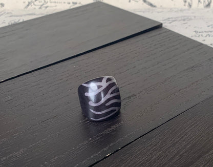Zebra print statement cocktail ring Tagua nut jewelry Big bold dramatic ring Beach wedding Summer trends Huge oversized rings Beach fashion