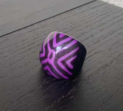 Chunky rings Hand painted statement cocktail ring Tagua nut jewelry Big bold dramatic ring Beach style Summer trends Huge oversized rings