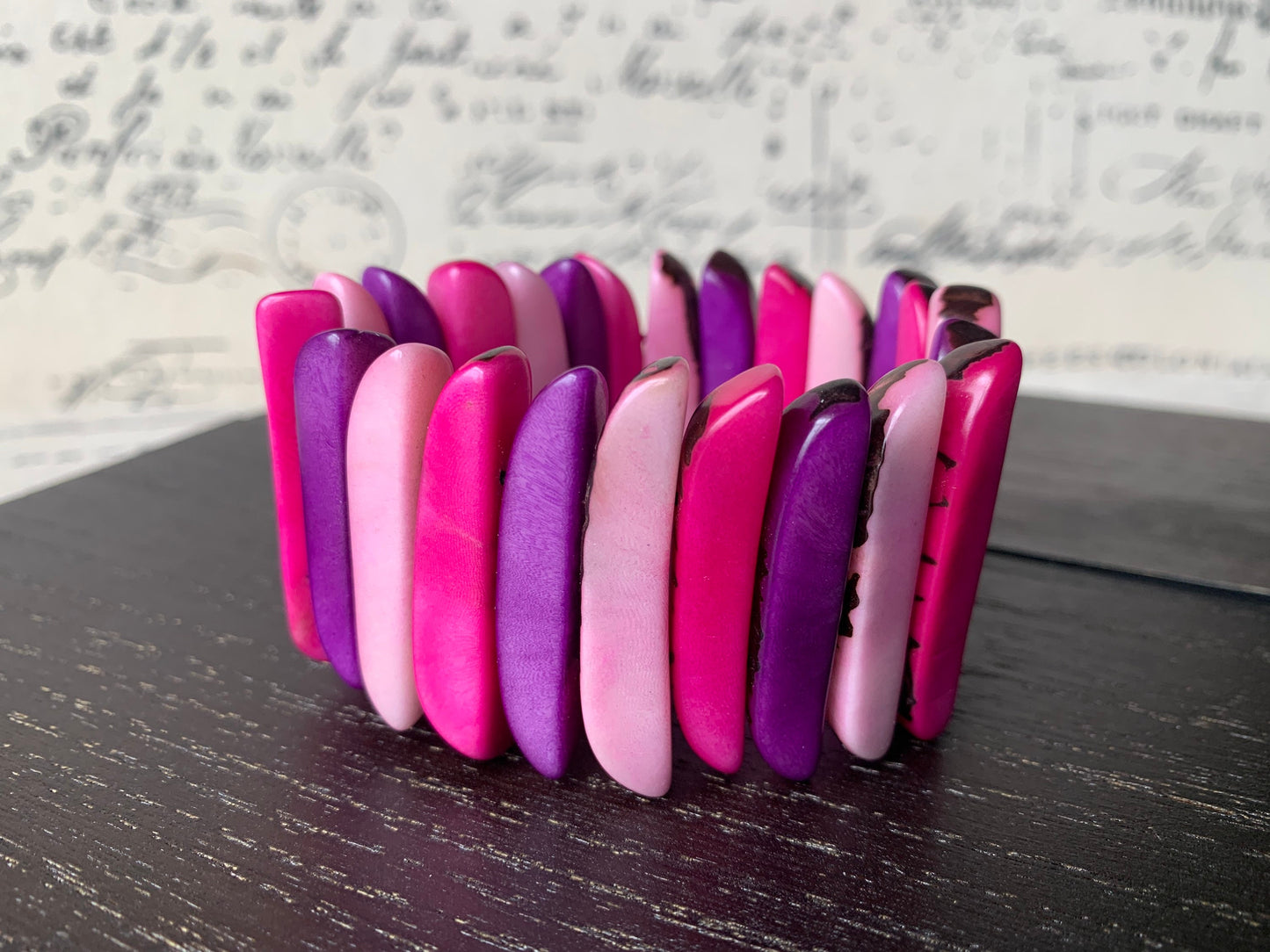 Pink and purple stretch bracelet Spiked beads bangle Tagua nut jewelry Elastic bracelet Beach trends Mother's day gift ideas Summer fashion