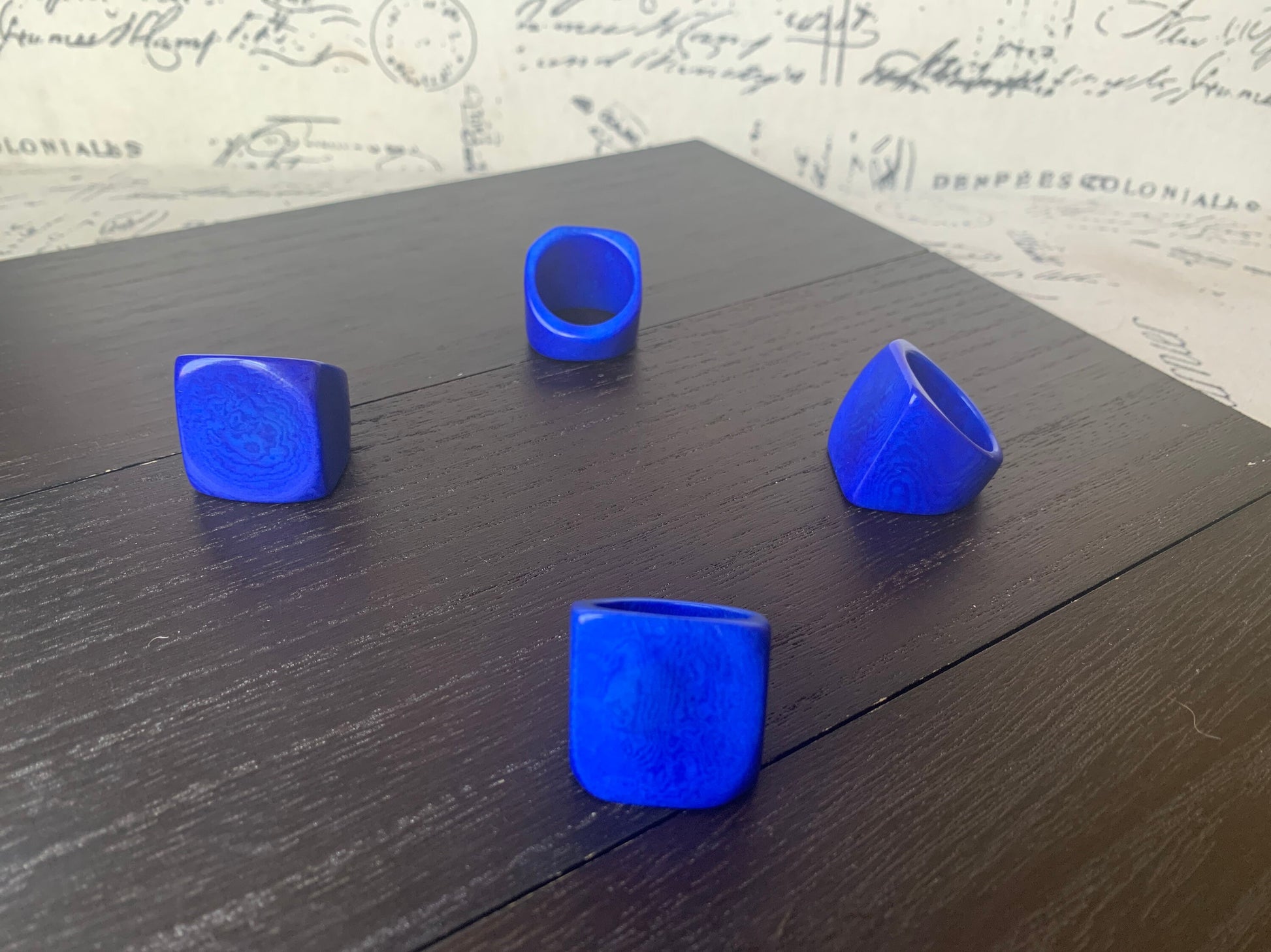 Blue Tagua nut ring Unusual fashion jewelry Spring style Big bold cocktail ring Statement large Mother's day gift Huge oversized ring Unisex