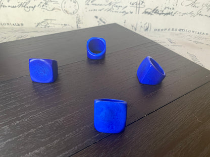 Blue Tagua nut ring Unusual fashion jewelry Spring style Big bold cocktail ring Statement large Mother's day gift Huge oversized ring Unisex