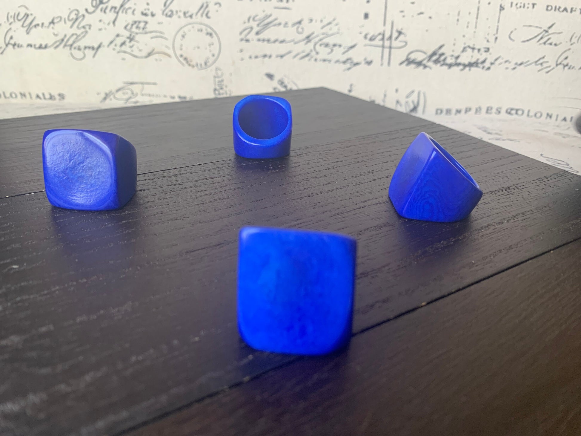 Blue Tagua nut ring Unusual fashion jewelry Spring style Big bold cocktail ring Statement large Mother's day gift Huge oversized ring Unisex