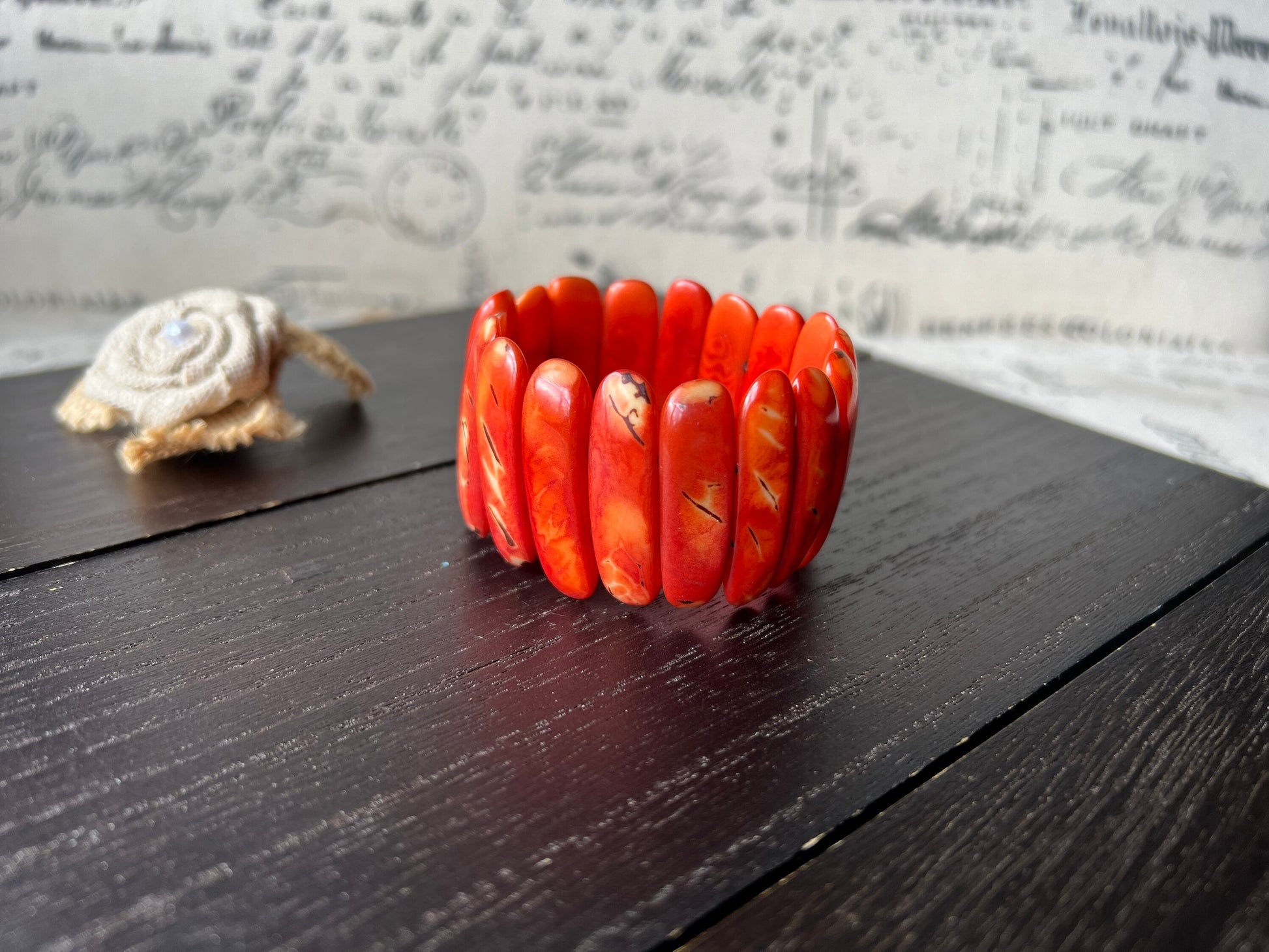Red beaded bracelet Mother's day gifts under 20 Spiked beads bangle Tagua jewelry Stretchy bracelet Beach trends Spring fashion style