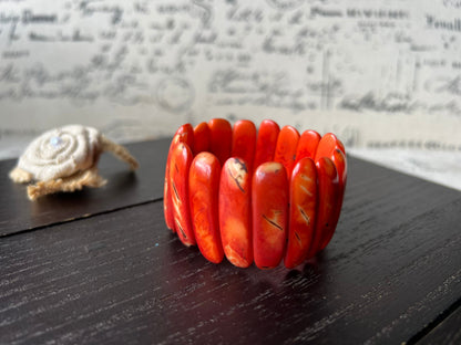 Red beaded bracelet Mother's day gifts under 20 Spiked beads bangle Tagua jewelry Stretchy bracelet Beach trends Spring fashion style