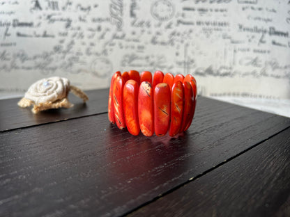 Red beaded bracelet Mother's day gifts under 20 Spiked beads bangle Tagua jewelry Stretchy bracelet Beach trends Spring fashion style