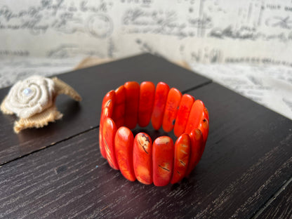 Red beaded bracelet Mother's day gifts under 20 Spiked beads bangle Tagua jewelry Stretchy bracelet Beach trends Spring fashion style