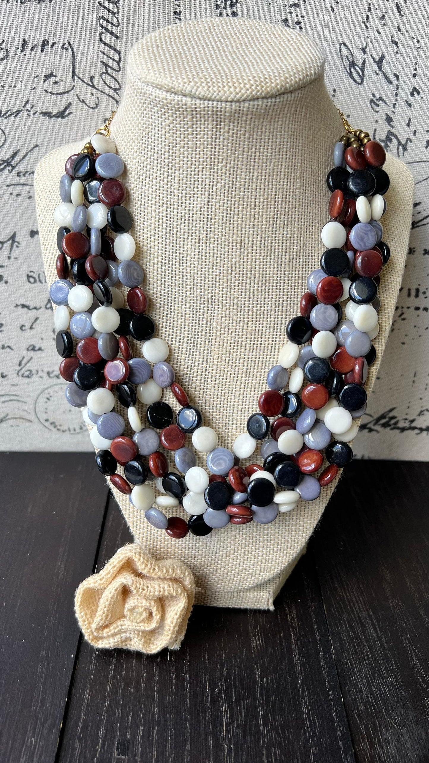 Multi color big bold chunky necklace Tagua jewelry Spring fashion trends Lightweight adjustable beaded bib Mother's day gifts Easter outfit
