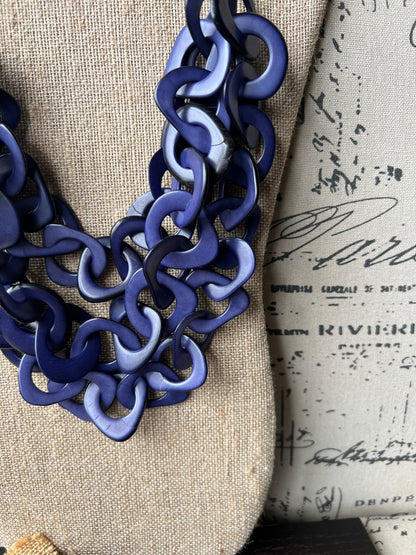 Lavender blue necklace Mothers day gift for wife Tagua jewelry Statement adjustable collar Big bold chunky necklaces Cruise fashion trends