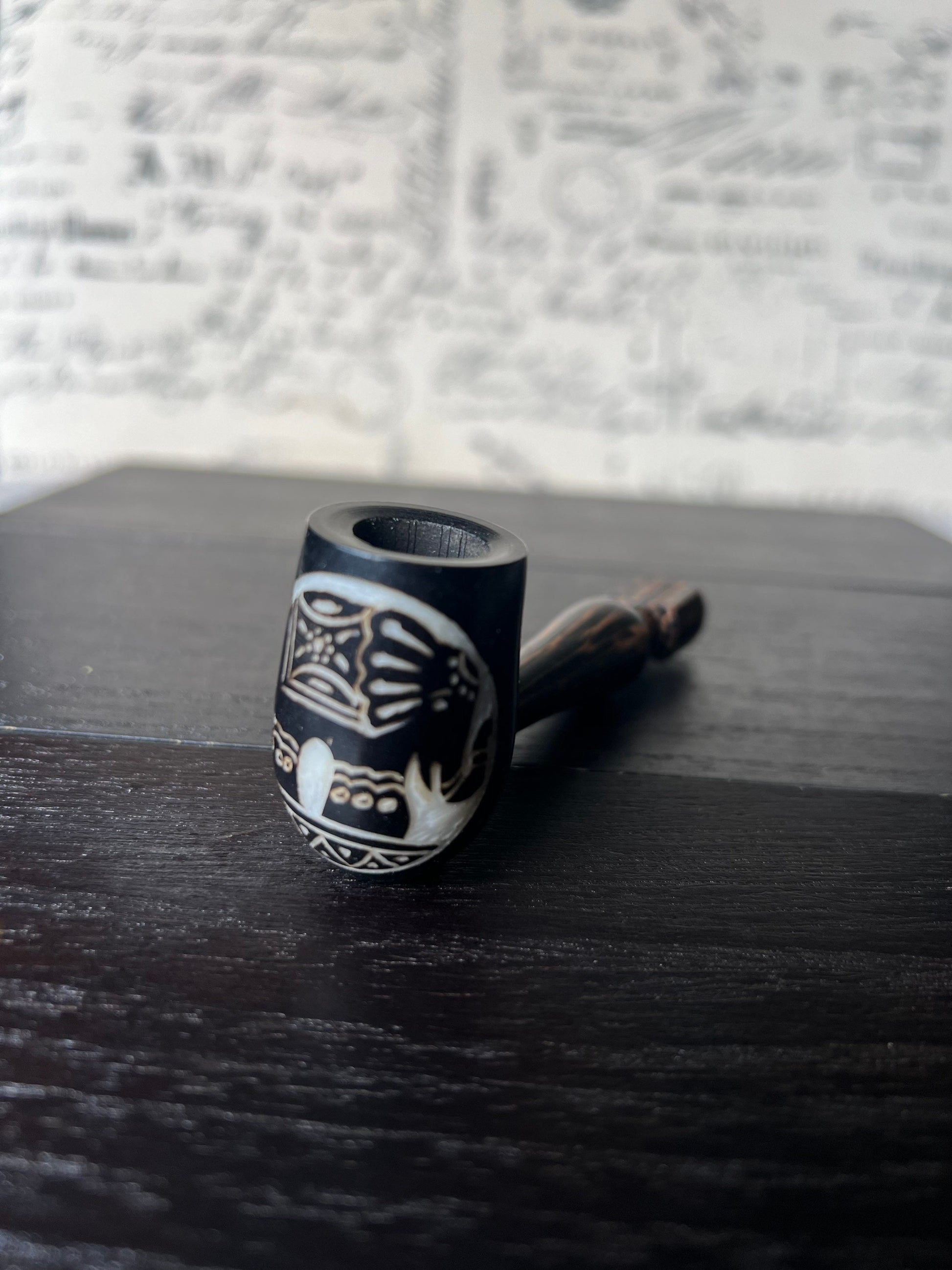 Elephant smoking pipe Handcrafted smoking bowl Tagua nut Unique tribal hand pipe Shamanic healing tool Hippie style animal pipe Secret Santa
