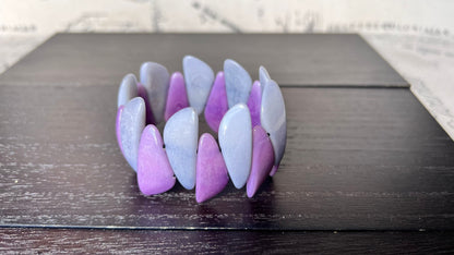 Purple and gray beaded bracelet Tagua jewelry Multicolor stretch bangle Beach wedding trends Mothers day gifts under 25 Spring fashion style