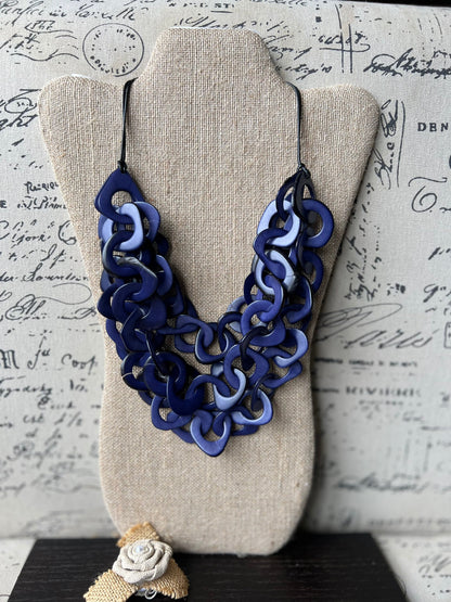 Lavender blue necklace Mothers day gift for wife Tagua jewelry Statement adjustable collar Big bold chunky necklaces Cruise fashion trends