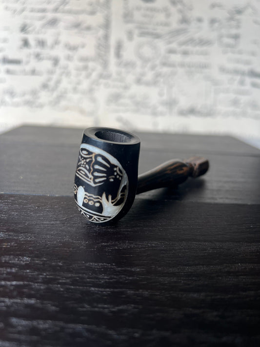 Elephant smoking pipe Handcrafted smoking bowl Tagua nut Unique tribal hand pipe Shamanic healing tool Hippie style animal pipe Secret Santa