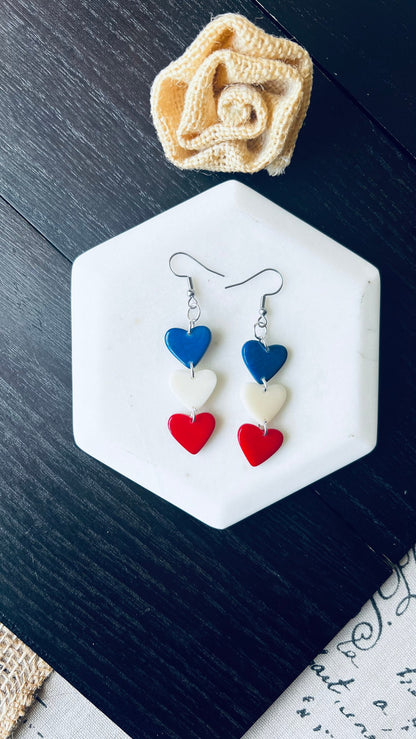 Multicolor earrings Hearts extra long statement earrings Love jewelry Tagua jewelry Casual trendy drops I love you earrings Mothers day gift