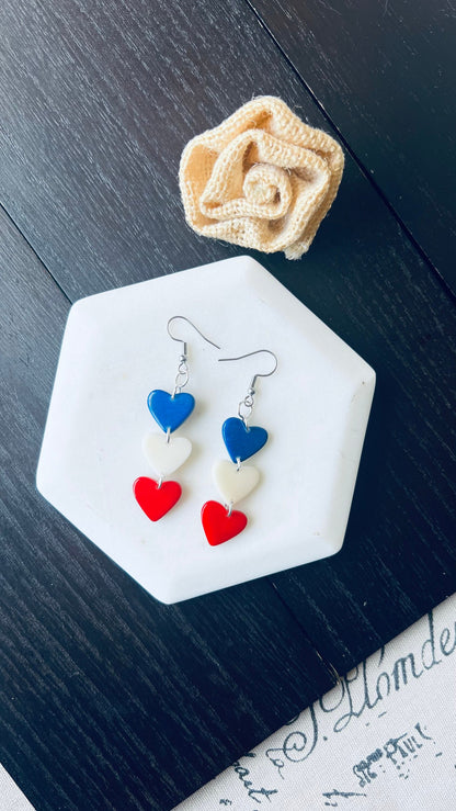 Multicolor earrings Hearts extra long statement earrings Love jewelry Tagua jewelry Casual trendy drops I love you earrings Mothers day gift