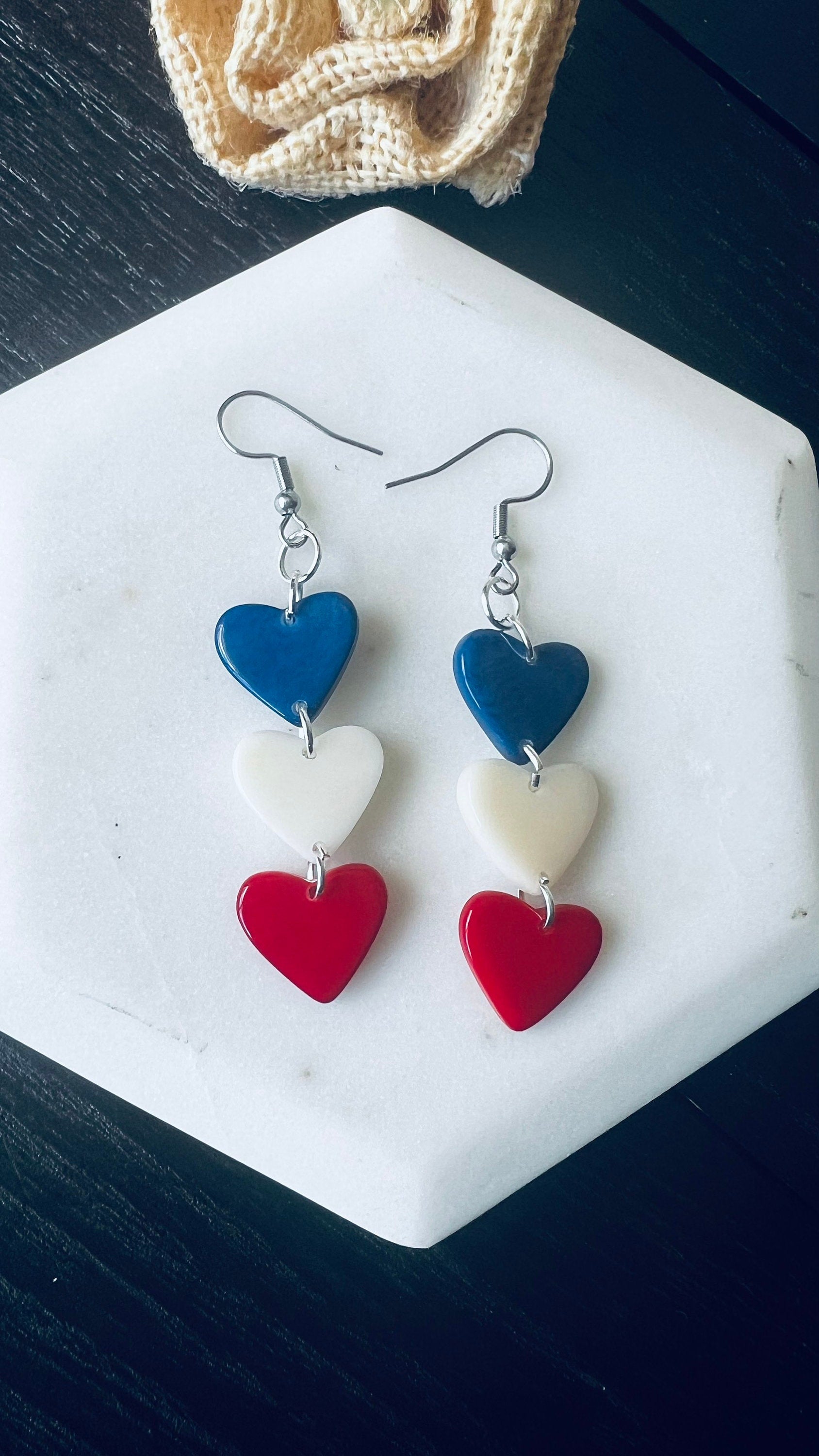 Multicolor earrings Hearts extra long statement earrings Love jewelry Tagua jewelry Casual trendy drops I love you earrings Mothers day gift