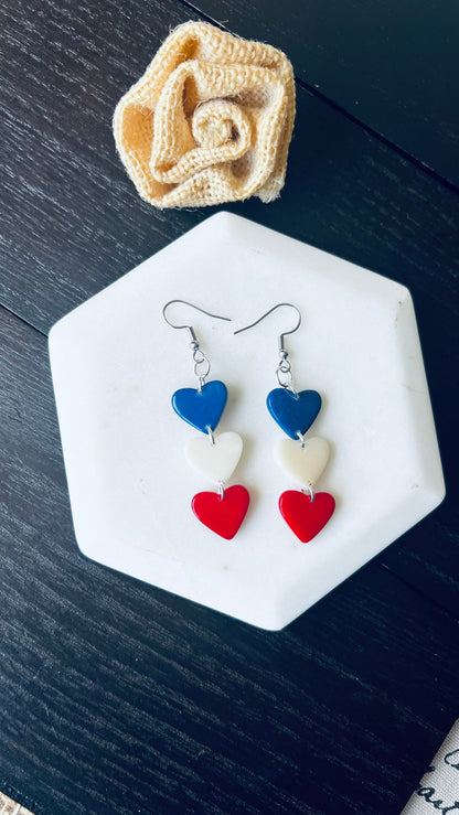 Multicolor earrings Hearts extra long statement earrings Love jewelry Tagua jewelry Casual trendy drops I love you earrings Mothers day gift