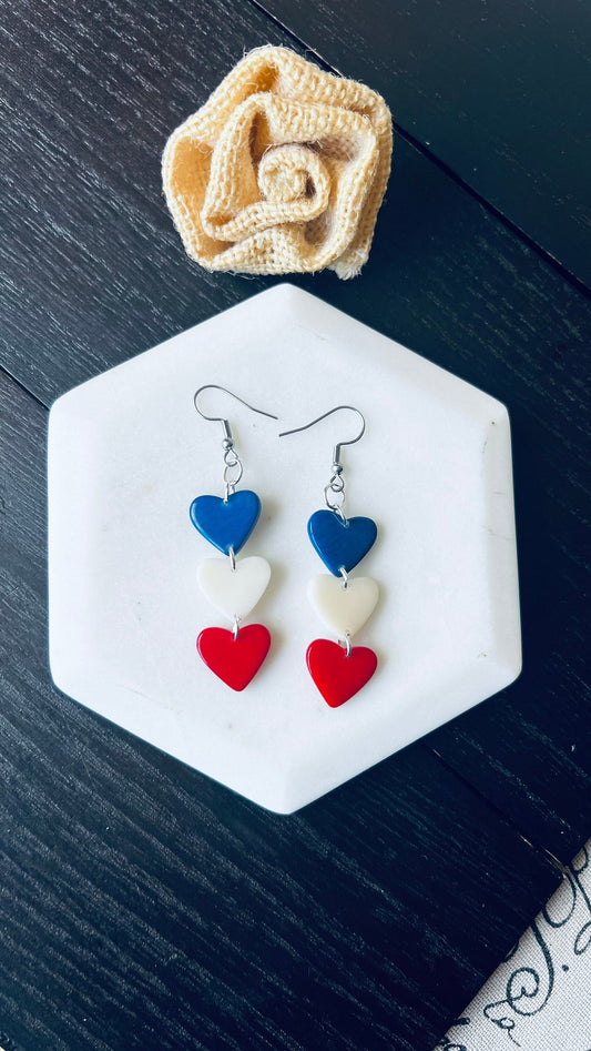 Multicolor earrings Hearts extra long statement earrings Love jewelry Tagua jewelry Casual trendy drops I love you earrings Mothers day gift