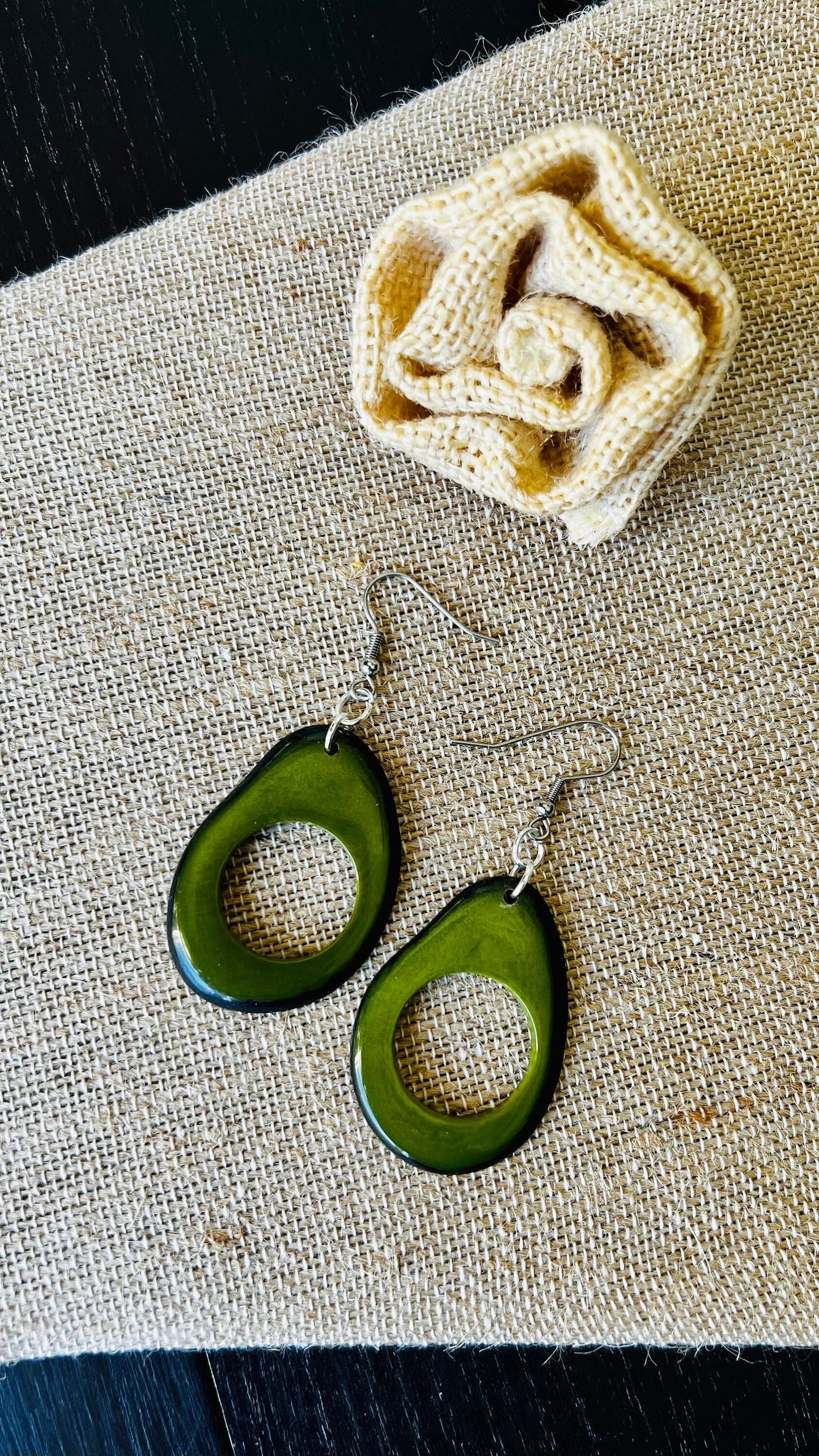 Tagua nut earrings Olive green earrings Big oversized earrings Long dangle and drops Statement lightweight earrings Birthday gifts under 15