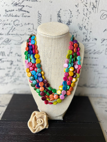 Rainbow Tagua necklace Big bold chunky necklace Lightweight adjustable beaded necklace Mother's day gifts for wife Summer fashion trends