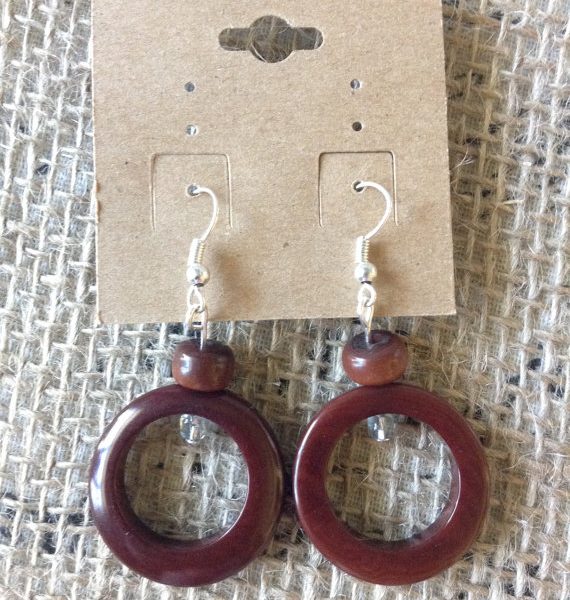 TAGUA NUT AND ACAI SEED DANGLE AND DROP BROWN EARRINGS