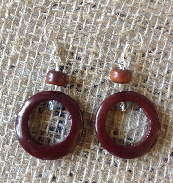 TAGUA NUT AND ACAI SEED DANGLE AND DROP BROWN EARRINGS