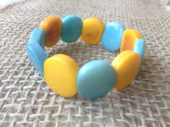 blue and yellow bracelet
