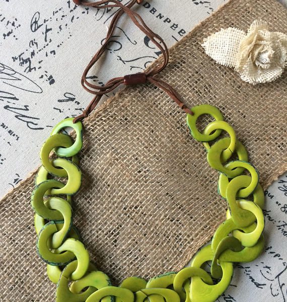 OVERSIZED GREEN TAGUA NECKLACE