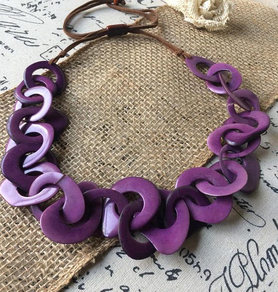 Purple Tagua nut necklace