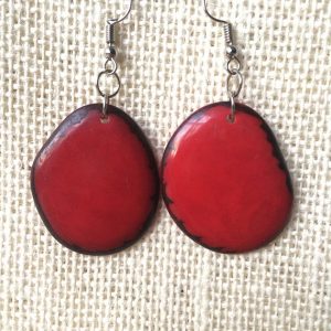 Red statement tagua earrings