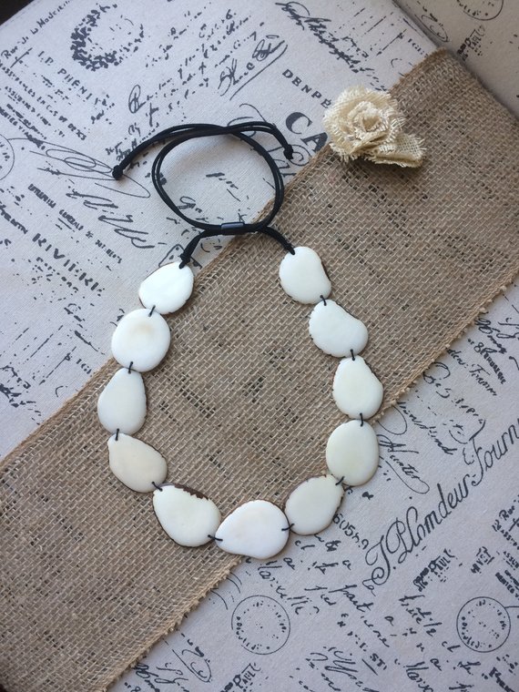 white simple tagua necklace