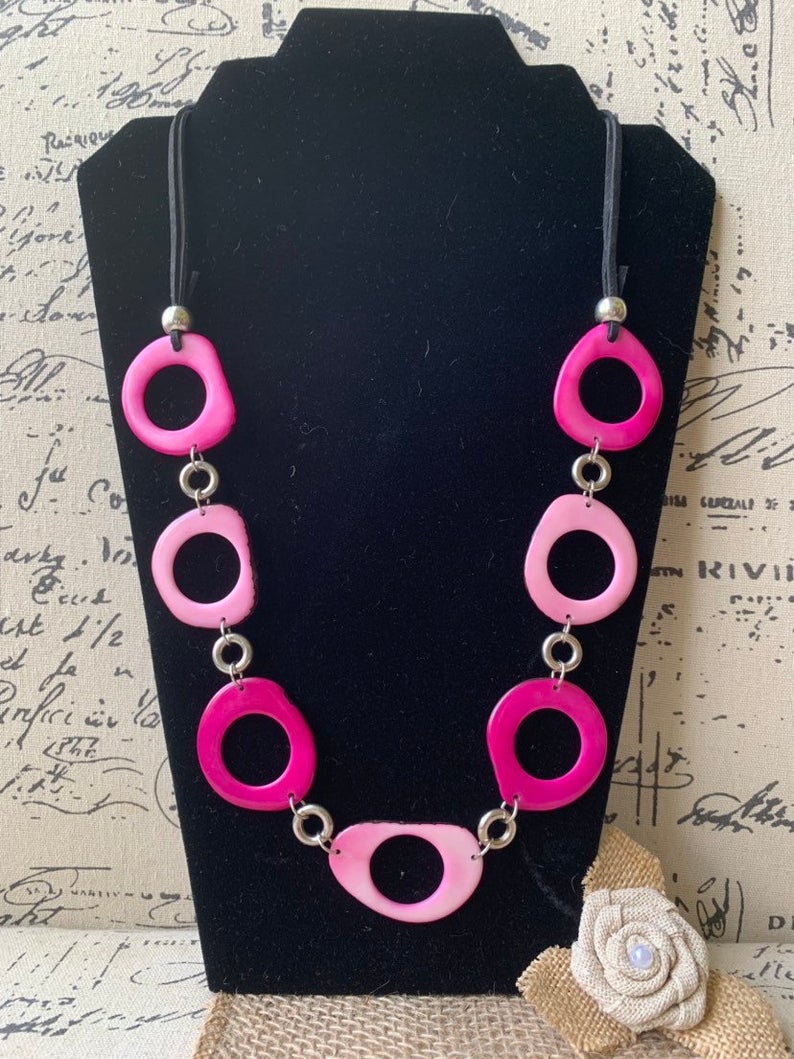 Pink Extra Long Tagua Necklace