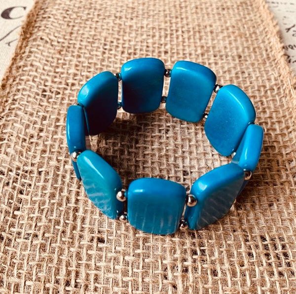 Turquoise Geometric Tagua Nut Bracelet