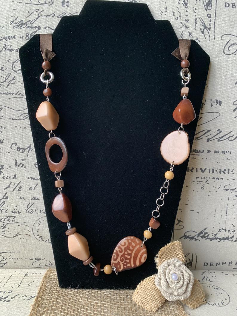 Brown Extra Long Tagua Necklace